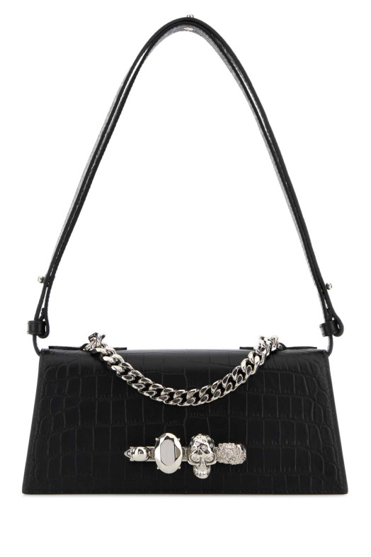 Black leather mini Jewelled shoulder bag Black ALEXANDER MCQUEEN (8661381HBT2)