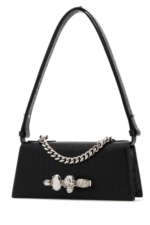 Black leather mini Jewelled shoulder bag Black ALEXANDER MCQUEEN (8661381HBT2)