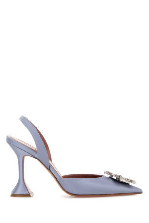 Powder blue satin Begum pumps AMINA MUADDI (BEGUMSLING95)