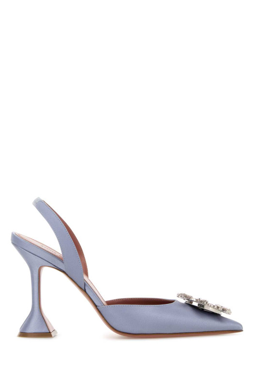 Powder blue satin Begum pumps AMINA MUADDI (BEGUMSLING95)