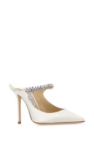 White satin Bing 100 mules Beige JIMMY CHOO (BING100SAT)