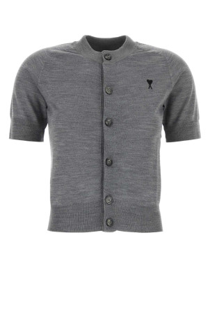 Grey wool cardigan AMI (FKC387KN0039)
