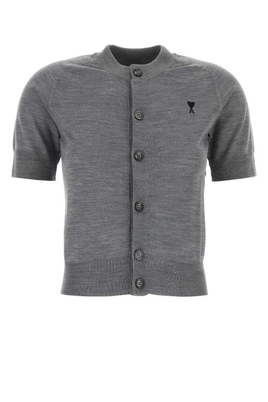Grey wool cardigan AMI (FKC387KN0039)