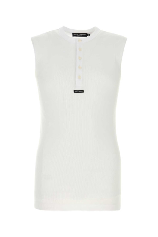 White cotton tank top Multicolor DOLCE & GABBANA (G8TO9TFU7AV)
