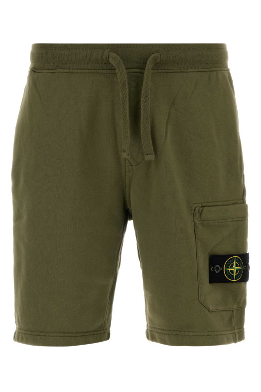 Army green cotton bermuda shorts STONE ISLAND (L1S156200011S0051)