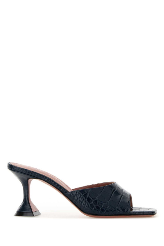 Navy blue leather Lupita mules Blue AMINA MUADDI (LUPITASLIPPER70)