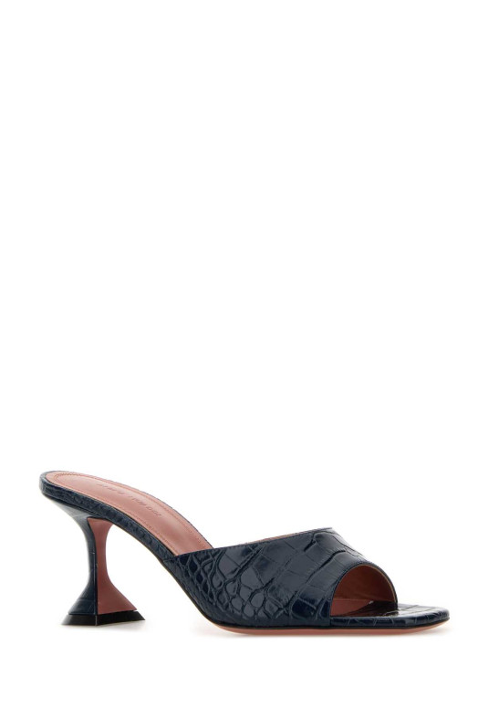 Navy blue leather Lupita mules Blue AMINA MUADDI (LUPITASLIPPER70)