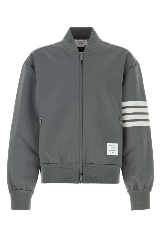 Grey stretch viscose blend bomber jacket THOM BROWNE (MJT569AJ0242)