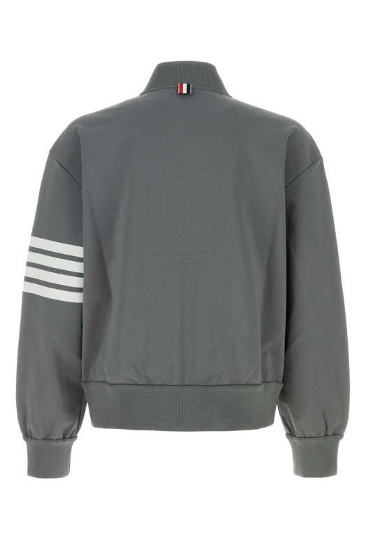 Grey stretch viscose blend bomber jacket THOM BROWNE (MJT569AJ0242)