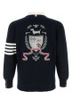 Midnight blue cotton blend cardigan Black THOM BROWNE (MKC634AY3043)