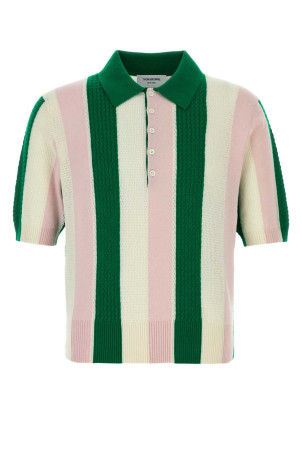 Embroidered cashmere polo shirt THOM BROWNE (MKP161AY2001)