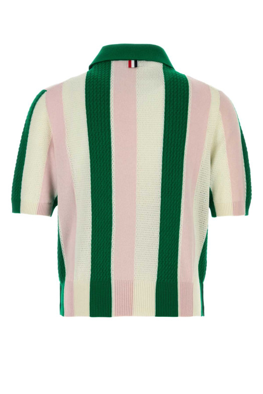 Embroidered cashmere polo shirt THOM BROWNE (MKP161AY2001)