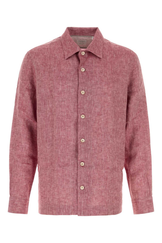 Melange tyrian purple linen shirt BRUNELLO CUCINELLI (MM6840618)