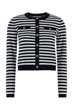 Embroidered stretch viscose blend cardigan Blue MICHAEL BY MICHAEL KORS (MS661G1KVM)