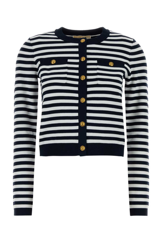 Embroidered stretch viscose blend cardigan Blue MICHAEL BY MICHAEL KORS (MS661G1KVM)