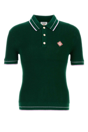 Bottle green crochet polo shirt Green CASABLANCA (MSS26KW129601)