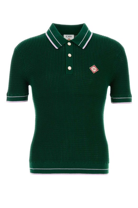 Bottle green crochet polo shirt Green CASABLANCA (MSS26KW129601)