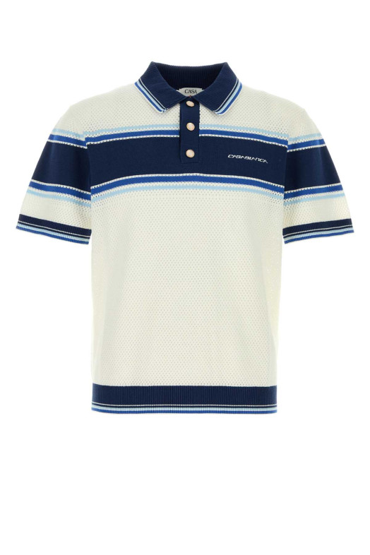 White mesh polo shirt BLUE CASABLANCA (MSS26KW130401)