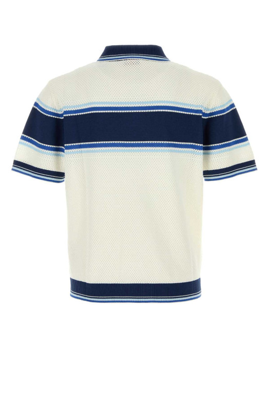 White mesh polo shirt BLUE CASABLANCA (MSS26KW130401)