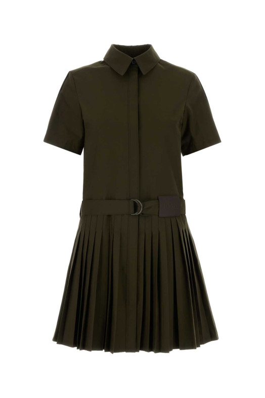 Khaki cotton blend mini dress LOEWE (S359Y09XKP)