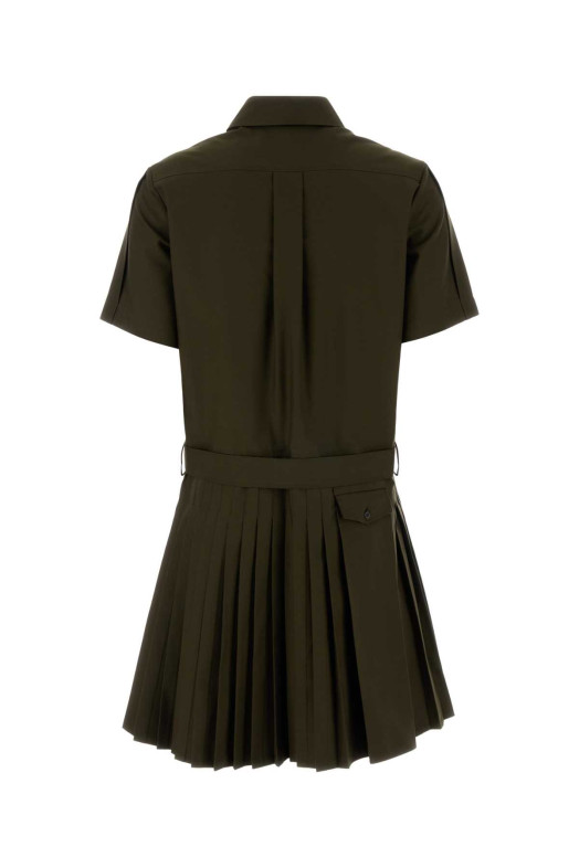 Khaki cotton blend mini dress LOEWE (S359Y09XKP)