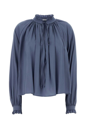 Air force blue stretch jersey blouse PT TORINO (TW6SBL130STDIC23)