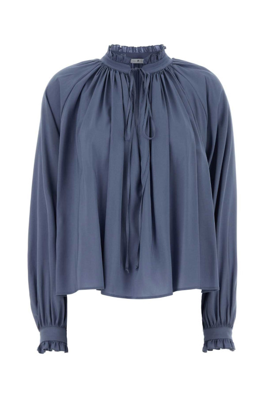 Air force blue stretch jersey blouse PT TORINO (TW6SBL130STDIC23)