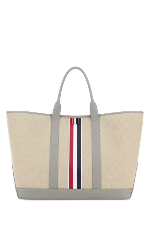 Sand canvas medium shopping bag Gray THOM BROWNE (UAG261AF0492)