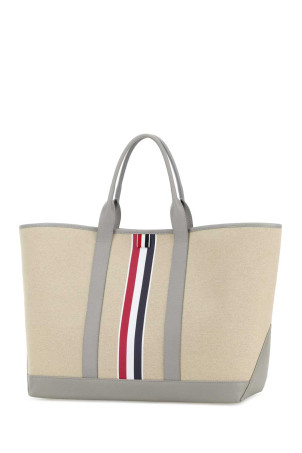 Sand canvas medium shopping bag Gray THOM BROWNE (UAG261AF0492)