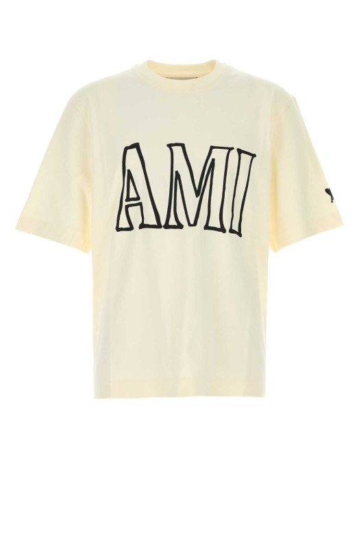 Ivory cotton oversize t-shirt AMI (UTS380726)