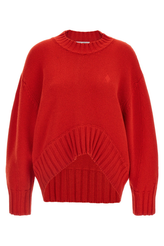 Asymmetrical hem sweater Red