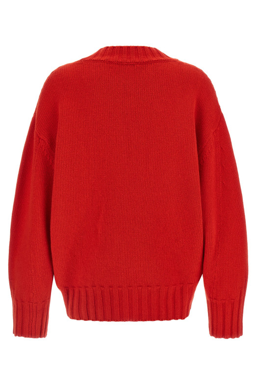 Asymmetrical hem sweater Red