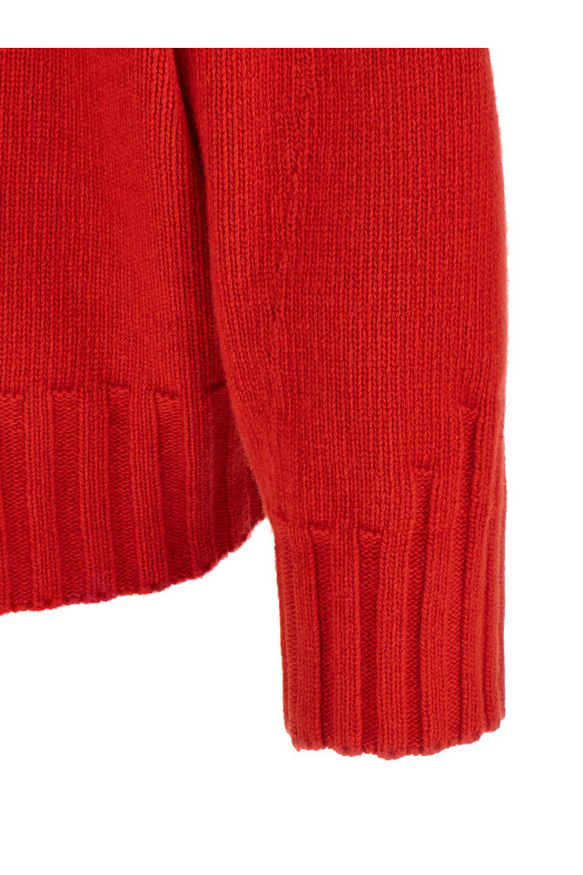 Asymmetrical hem sweater Red