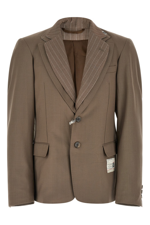 Double layer lapel blazer jacket Beige