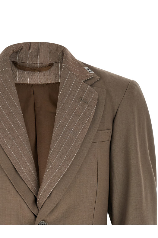 Double layer lapel blazer jacket Beige