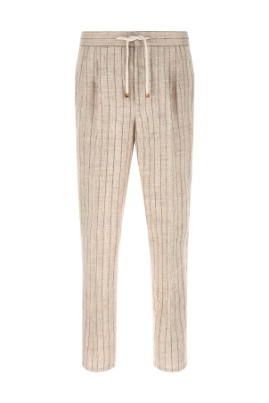 Striped linen trousers Beige