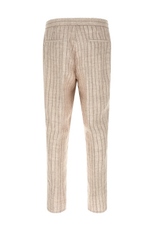 Striped linen trousers Beige
