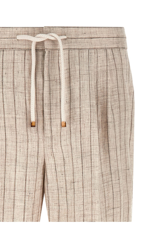 Striped linen trousers Beige
