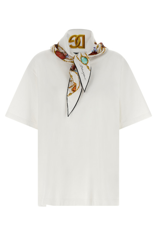 T-shirt with scarf White
