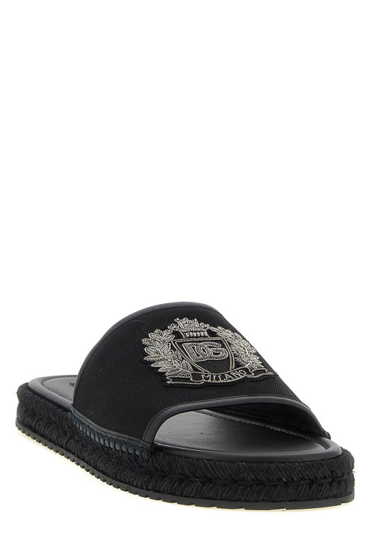 Cross-stitch espadrilles Black