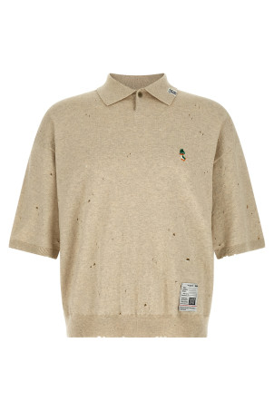 Embroidery polo shirt Beige