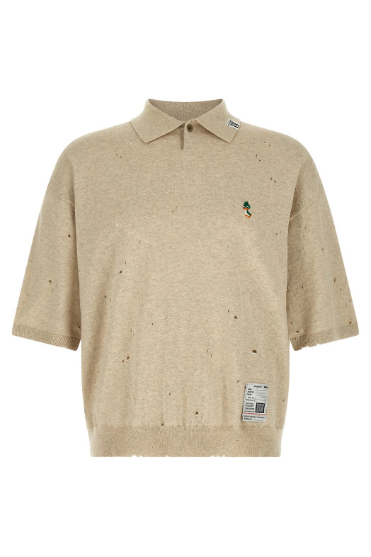 Embroidery polo shirt Beige