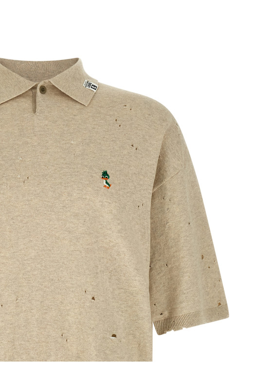 Embroidery polo shirt Beige