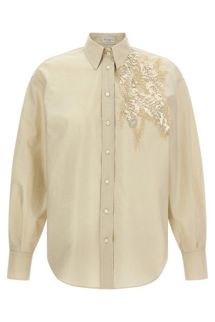 Sequin embroidery shirt Beige