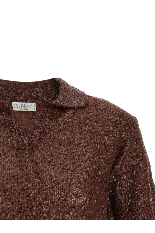 Knitted polo shirt Brown