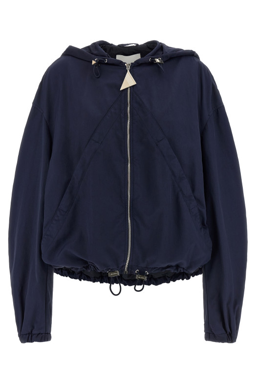 Hooded bomber jacket Blue