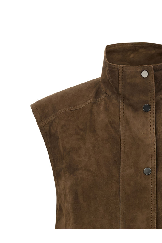 Couture suede vest Brown