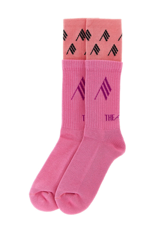 Double layer logo socks Pink