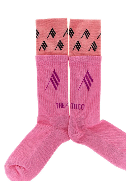 Double layer logo socks Pink