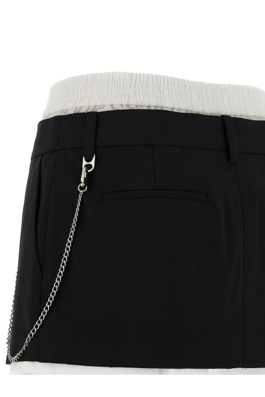 'Pre-Styled Pleated W/Chain' skort Black-grey